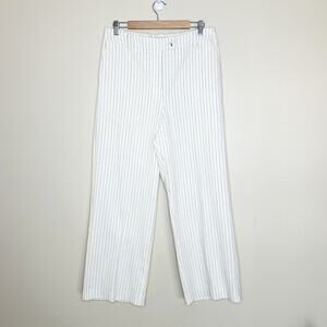 Jason Wu Ivory Pin-Striped Wide Leg Trouser Pants Womens Size 12 Resort Cotton